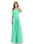 A-line off the Shoulder Spaghetti Straps Floor-Length Bridesmaid Dresses