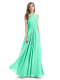 A-line Unique Deisgn Chiffon Long Bridesmaid Dresses