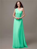 Unique One-shoulder Sleeveless A-line Floor-Length Bridesmaid Dresses