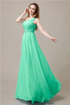 One-Shoulder A-line Beaded Chiffon Floor-Length Bridesmaid Dresses