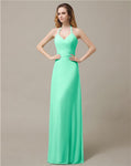 Halter Chiffon A-line Sleeveless Floor-Length Bridesmaid Dresses