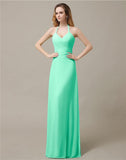 Halter Chiffon A-line Sleeveless Floor-Length Bridesmaid Dresses