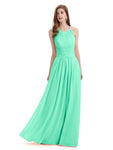 Simple Halter Chiffon Floor-Length Long Bridesmaid Dresses