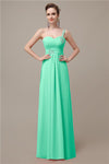 Sweatheart A-line Chiffon One Shoulder Floor-Length Long Bridesmaid Dresses