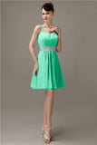 Spaghetti Straps Sweetheart A-line Chiffon Appliques Bridesmaid Dresses