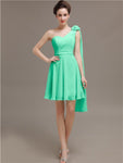 One Shoulder Chiffon Short Bridesmaid Dresses