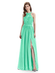 Beautiful Halter Chiffon A-line Sleeveless Floor-Length Bridesmaid Dresses