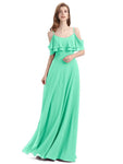 Elegant A-line Spaghetti Straps Chiffion Floor-Length Bridesmaid Dresses