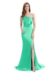 Elegant Strapless Split Side Floor-Length Bridesmaid Dresses