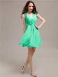 V-Neck Short A-Line Knee length Bridesmaid Dresses