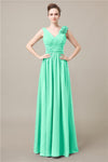 Elegant V-neck Flower A-line Floor-Length Bridesmaid Dresses