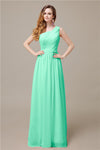 One-Shoulder A-line Chiffon Elegant Floor-Length Bridesmaid Dresses