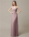 Halter Chiffon A-line Sleeveless Floor-Length Bridesmaid Dresses