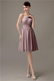 Simple A-line Chiffon One Shoulder Short Bridesmaid Dresses