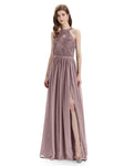 Beautiful Halter Chiffon A-line Sleeveless Floor-Length Bridesmaid Dresses