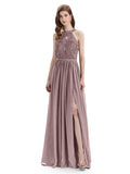 Beautiful Halter Chiffon A-line Sleeveless Floor-Length Bridesmaid Dresses