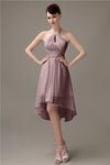 Unique A-line Halter High-Low Short Bridesmaid Dresses