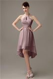 Unique A-line Halter High-Low Short Bridesmaid Dresses