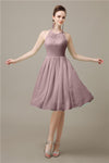 Halter  A-line Knee-Length Chiffon Bridesmaid Dresses
