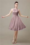 Halter  A-line Knee-Length Chiffon Bridesmaid Dresses