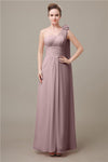 One Shoulder Chiffon A-line Floor-Length Bridesmaid Dresses