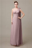 One Shoulder Chiffon A-line Floor-Length Bridesmaid Dresses