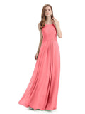 A-line Chiffon Floor-Length Long Bridesmaid Dresses