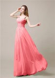 Shoulder Strap A-line Chiffon Elegant Floor-Length Bridesmaid Dresses