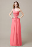 One-Shoulder A-line Sleeveless Floor-Length Bridesmaid Dresses