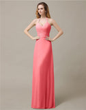 Halter Chiffon A-line Sleeveless Floor-Length Bridesmaid Dresses