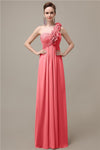 Simple A-line One-Shoulder Floor-Length Chiffon Bridesmaid Dresses