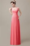 Spaghetti Strap A-line Simple Chiffon Floor-Length Long Bridesmaid Dresses