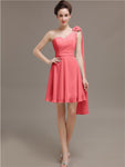 One Shoulder Chiffon Short Bridesmaid Dresses