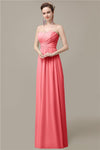 Simple A-line Chiffon Sweetheart Floor-Length Long Bridesmaid Dresses.