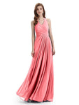 Elegant V-neck Side Slit Floor Length Bridesmaid Dresses