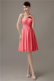 Simple A-line Chiffon One Shoulder Short Bridesmaid Dresses