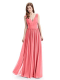 Simple Spaghetti Straps Chiffon A-line Sleeveless Floor-Length Bridesmaid Dresses