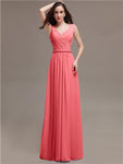 Honest A-line Chiffon Long Bridesmaid Dresses