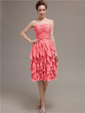 Elegant Strapless Princess A-line Knee-Length Bridesmaid Dresses