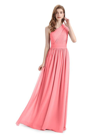 Charming One-shoulder A-line Chiffion Floor-Length Bridesmaid Dresses