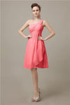 A-line Chiffon One Shoulder Knee-Length Short Bridesmaid Dresses