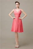 Elegant V-neck  A-line Knee-Length Bridesmaid Dresses