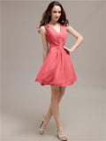 V-Neck Short A-Line Knee length Bridesmaid Dresses