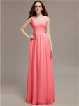 Chiffon Shoulder Strap A-line Floor-Length Bridesmaid Dresses