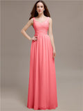 Chiffon Shoulder Strap A-line Floor-Length Bridesmaid Dresses