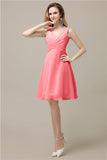 Chiffon A-line V-Neck Knee-Length Short Bridesmaid Dresses