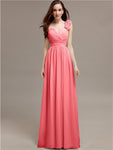 A-line One-Shoulder With Flowers Floor-Length Bridesmaid Dresses