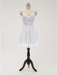 A-line Strap Chiffon Applique Short Bridesmaid Dresses