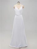 A-line V Neck Floor Length Bridesmaid Dresses