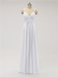 A-line Spaghetti Strap Chiffon Floor Length Bridesmaid Dresses